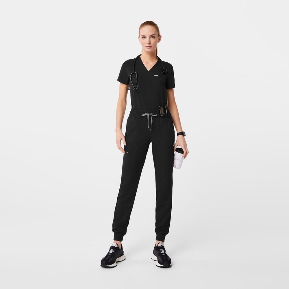 FIGS Women's Zamora Jogger Scrub Pants Black Size Medium Workwear